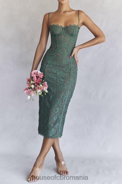 îmbrăcăminte House of CB rochie midi din dantela joelle forest X4F68383