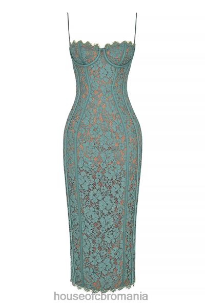 îmbrăcăminte House of CB rochie midi din dantela joelle forest X4F68383
