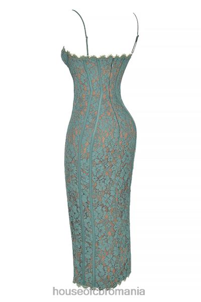 îmbrăcăminte House of CB rochie midi din dantela joelle forest X4F68383