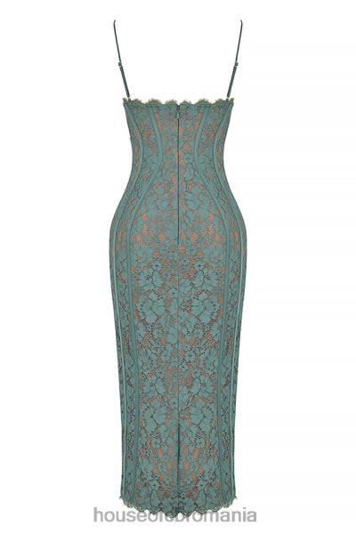 îmbrăcăminte House of CB rochie midi din dantela joelle forest X4F68383