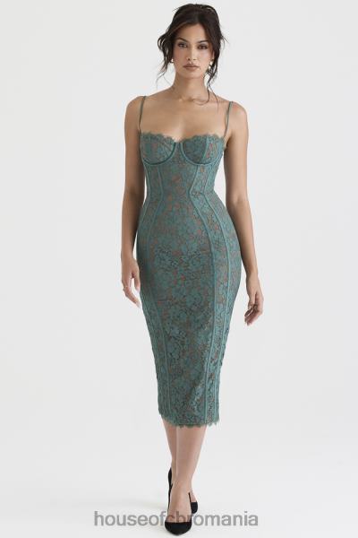 îmbrăcăminte House of CB rochie midi din dantela joelle forest X4F68383