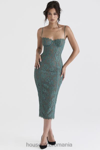 îmbrăcăminte House of CB rochie midi din dantela joelle forest X4F68383
