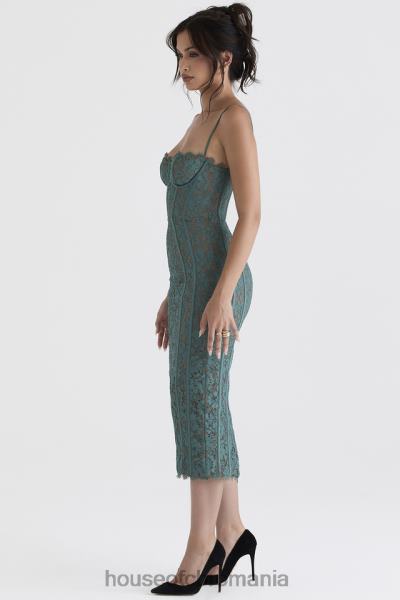 îmbrăcăminte House of CB rochie midi din dantela joelle forest X4F68383
