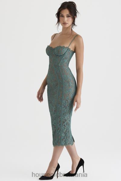 îmbrăcăminte House of CB rochie midi din dantela joelle forest X4F68383