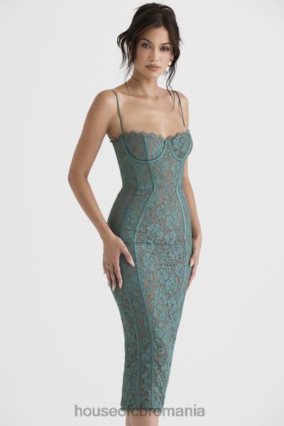 îmbrăcăminte House of CB rochie midi din dantela joelle forest X4F68383