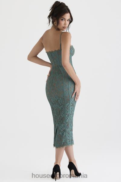 îmbrăcăminte House of CB rochie midi din dantela joelle forest X4F68383