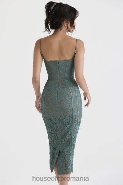 îmbrăcăminte House of CB rochie midi din dantela joelle forest X4F68383