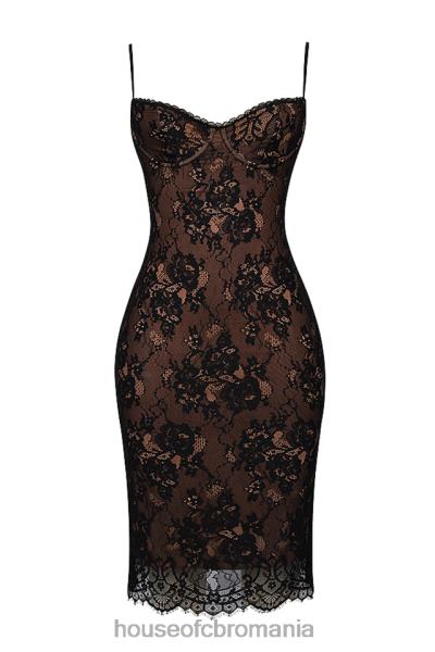îmbrăcăminte House of CB rochie midi din dantela neagra escala X4F68125