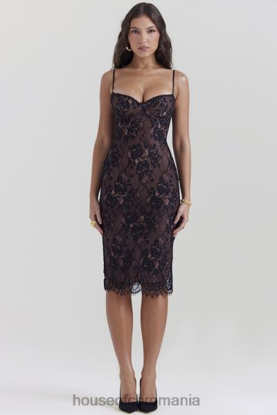îmbrăcăminte House of CB rochie midi din dantela neagra escala X4F68125