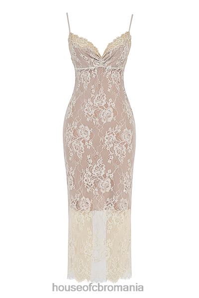 îmbrăcăminte House of CB rochie midi din dantela serelle antique ivory X4F68345