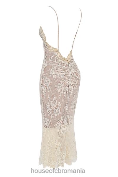 îmbrăcăminte House of CB rochie midi din dantela serelle antique ivory X4F68345