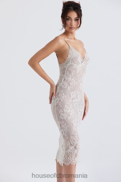 îmbrăcăminte House of CB rochie midi din dantela serelle antique ivory X4F68345
