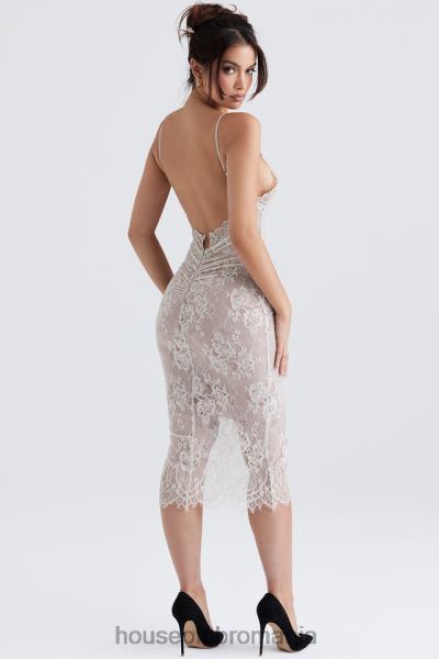 îmbrăcăminte House of CB rochie midi din dantela serelle antique ivory X4F68345