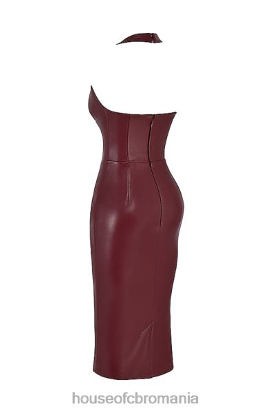 îmbrăcăminte House of CB rochie midi din piele vegană jaquetta wine X4F68378