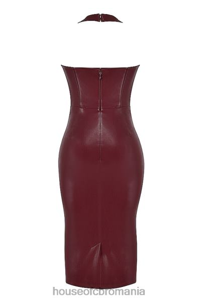 îmbrăcăminte House of CB rochie midi din piele vegană jaquetta wine X4F68378