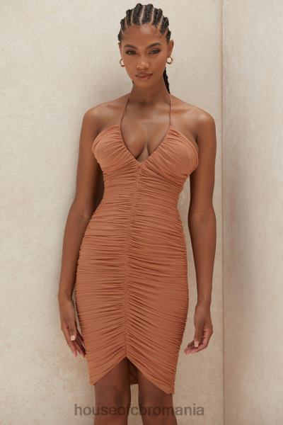 îmbrăcăminte House of CB rochie midi din plasă cu volan tiarra ambră X4F68607
