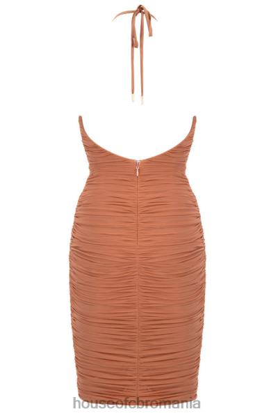 îmbrăcăminte House of CB rochie midi din plasă cu volan tiarra ambră X4F68607