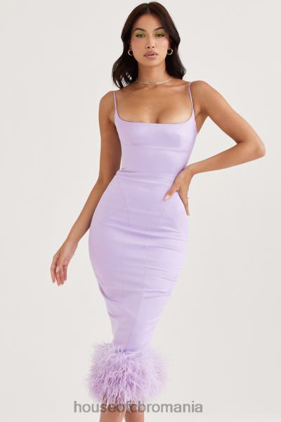 îmbrăcăminte House of CB rochie midi din satin helena orhidee X4F68456