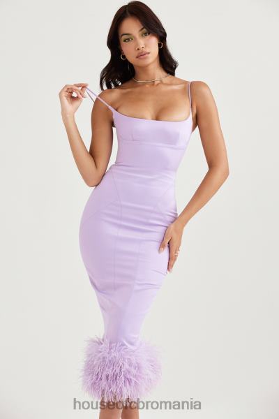 îmbrăcăminte House of CB rochie midi din satin helena orhidee X4F68456