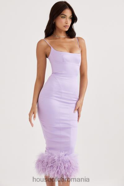 îmbrăcăminte House of CB rochie midi din satin helena orhidee X4F68456
