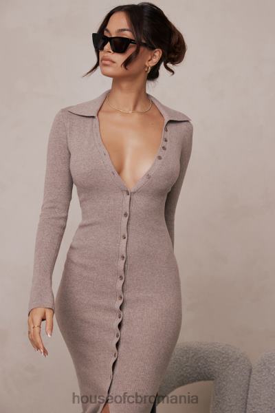 îmbrăcăminte House of CB rochie midi din tricot de cașmir bej yvette X4F68311