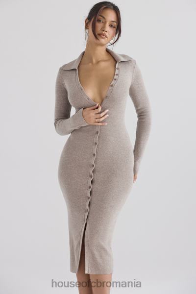 îmbrăcăminte House of CB rochie midi din tricot de cașmir bej yvette X4F68311