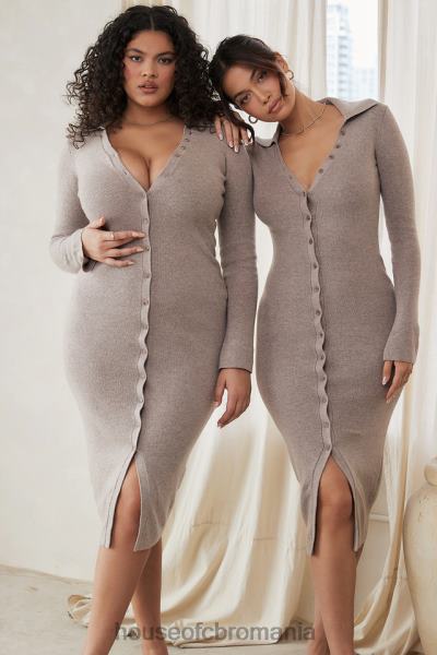 îmbrăcăminte House of CB rochie midi din tricot de cașmir bej yvette X4F68311