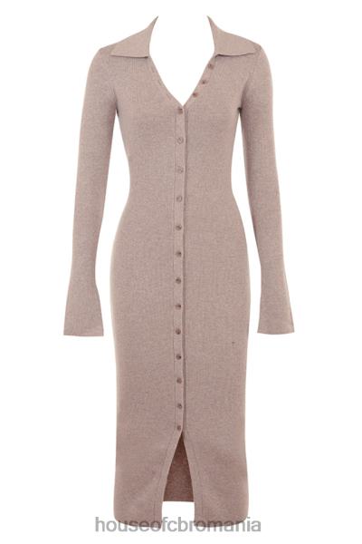 îmbrăcăminte House of CB rochie midi din tricot de cașmir bej yvette X4F68311