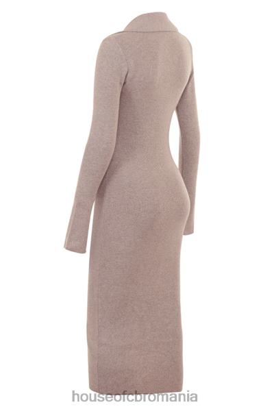 îmbrăcăminte House of CB rochie midi din tricot de cașmir bej yvette X4F68311