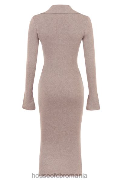 îmbrăcăminte House of CB rochie midi din tricot de cașmir bej yvette X4F68311