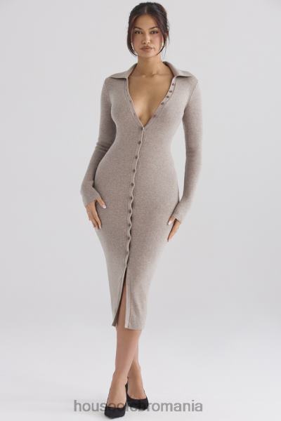 îmbrăcăminte House of CB rochie midi din tricot de cașmir bej yvette X4F68311