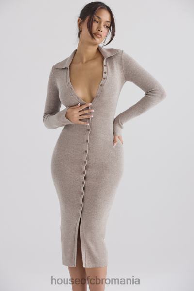îmbrăcăminte House of CB rochie midi din tricot de cașmir bej yvette X4F68311
