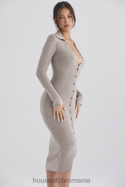 îmbrăcăminte House of CB rochie midi din tricot de cașmir bej yvette X4F68311