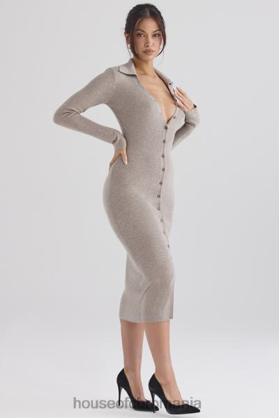 îmbrăcăminte House of CB rochie midi din tricot de cașmir bej yvette X4F68311