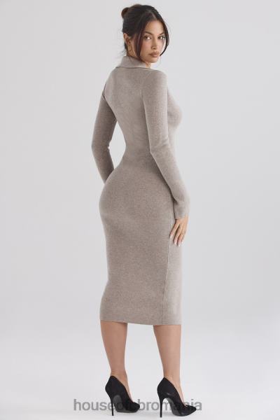îmbrăcăminte House of CB rochie midi din tricot de cașmir bej yvette X4F68311