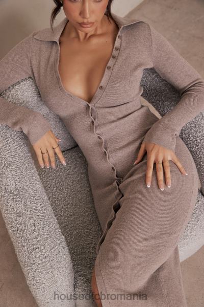 îmbrăcăminte House of CB rochie midi din tricot de cașmir bej yvette X4F68311