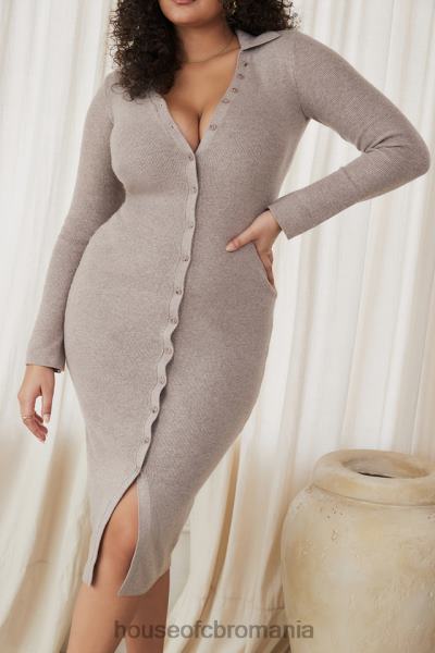 îmbrăcăminte House of CB rochie midi din tricot de cașmir bej yvette X4F68311