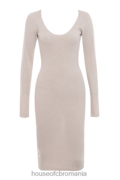 îmbrăcăminte House of CB rochie midi din tricot în coastă adeline taupe X4F68584