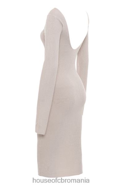îmbrăcăminte House of CB rochie midi din tricot în coastă adeline taupe X4F68584