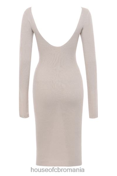 îmbrăcăminte House of CB rochie midi din tricot în coastă adeline taupe X4F68584
