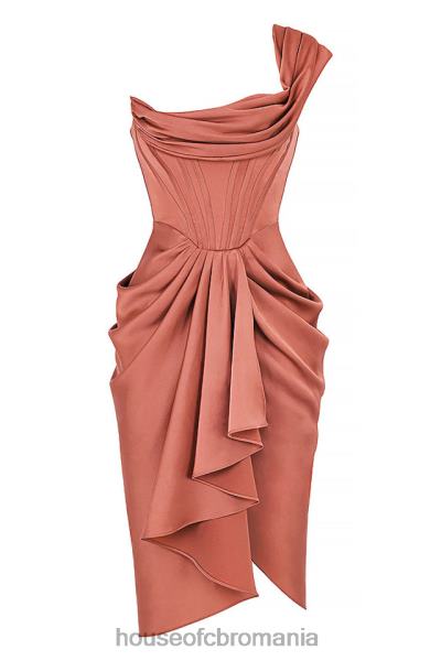 îmbrăcăminte House of CB rochie midi drapată pe un umăr din satin janis rouge X4F68560