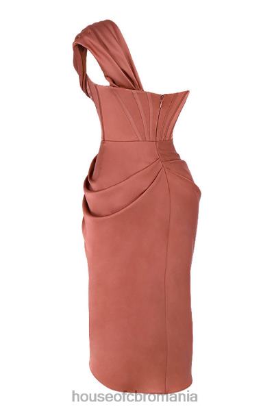 îmbrăcăminte House of CB rochie midi drapată pe un umăr din satin janis rouge X4F68560