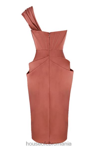 îmbrăcăminte House of CB rochie midi drapată pe un umăr din satin janis rouge X4F68560