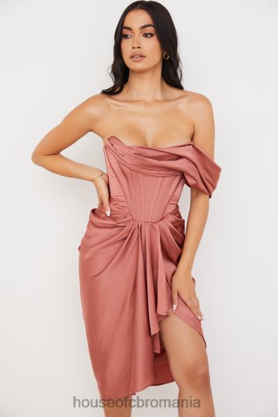 îmbrăcăminte House of CB rochie midi drapată pe un umăr din satin janis rouge X4F68560