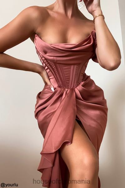 îmbrăcăminte House of CB rochie midi drapată pe un umăr din satin janis rouge X4F68560