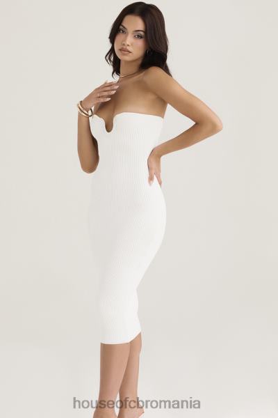 îmbrăcăminte House of CB rochie midi fără bretele din tricot alb oriana X4F68444