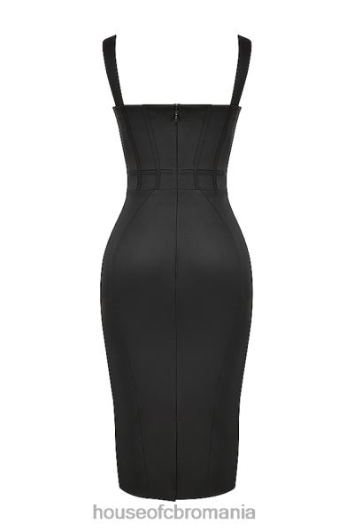 îmbrăcăminte House of CB rochie midi fiorella satin negru corset X4F68475