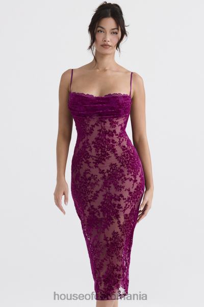 îmbrăcăminte House of CB rochie midi ione cranberry devore X4F68323