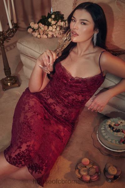 îmbrăcăminte House of CB rochie midi ione cranberry devore X4F68323