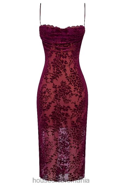 îmbrăcăminte House of CB rochie midi ione cranberry devore X4F68323